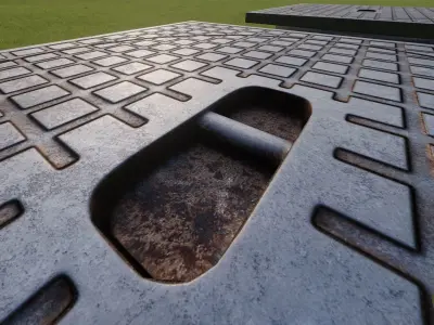 Sewer Cover 5 with Pipes Low-poly 3D model