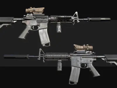 M4A1 with Attachments Low-poly 3D model