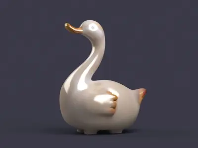 swan birds art sculptures beak sky flying sparrow 3D model