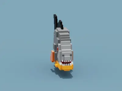 Voxel Piranha Low-poly 3D model