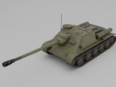 SU-122P Tank Destroyer Low-poly 3D model