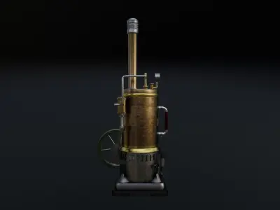 Steampunk Engine Low-poly 3D model