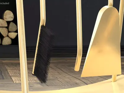 Port Fireplace Tools Brass 3D model