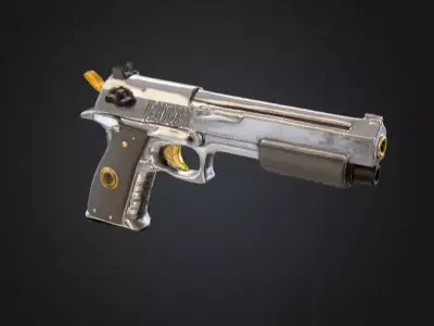 80 Style Action Movie gun Low-poly 3D model
