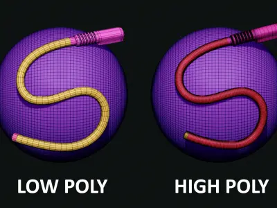 44 IMM CABLES and HOSES FOR ZBRUSH HIGH and LOW POLY VOL 02 Low-poly 3D model