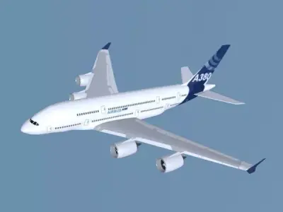 Airbus A380 commercial aircraft Low-poly 3D model
