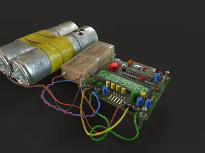 Timer Bomb C4 Low-poly 3D model
