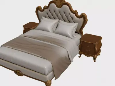 Italian concept bed and two dresser 3D model set Free 3D model purchase