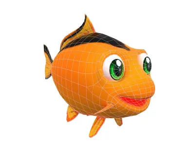 Common Carp Fish Cartoon Animated Low-poly 3D model