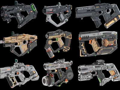 Sci-Fi Guns Set Kitbash 3D model
