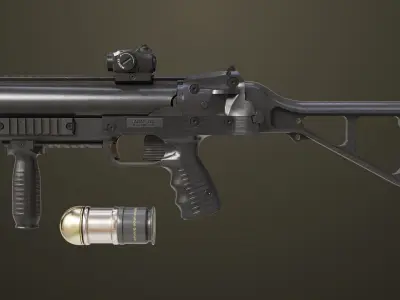 Grenade Launcher 06 Black All PBR Unity UE Textures Low-poly 3D model