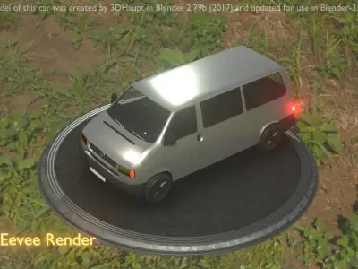 City Car 70 Commercial Minibus Type-C Silver Low-poly 3D model