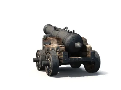 Medieval Cannon 3D model Low-poly 3D model