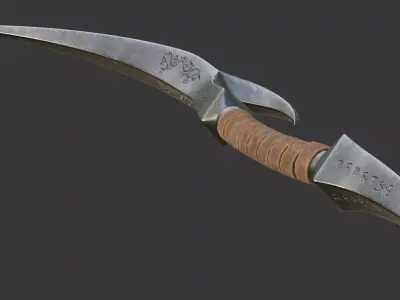 Elven fantasy dual-blade dagger 3D model