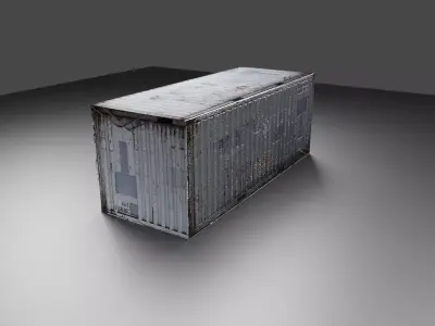 Kontainer and a plane Low-poly 3D model