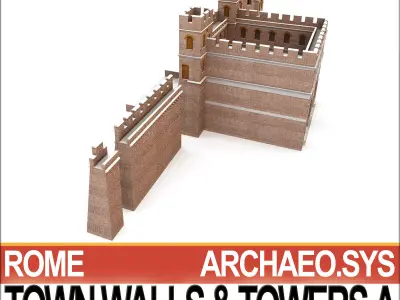 Ancient Roman Town Walls And Towers A 3D model