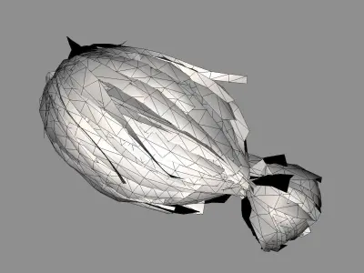 Low poly Ponytail Haircard Low-poly 3D model