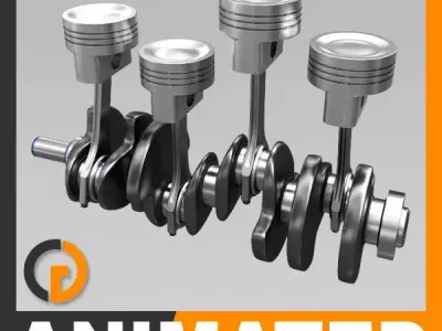 Animated L4 Engine Cylinders 3D model
