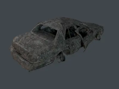 Apocalyptic Damaged Destroyed Vehicle Car Game Ready 22 Low-poly 3D model