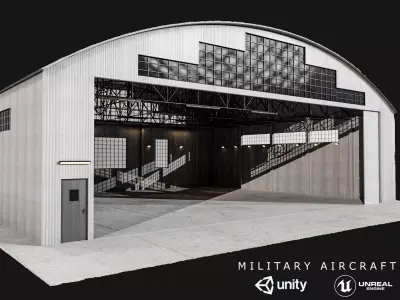 Military Aircraft Hangar 2 Types Low-poly 3D model