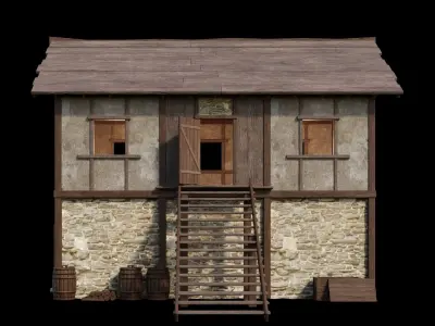 Medieval House 04 - 4K Textures Game Ready Low-poly 3D model