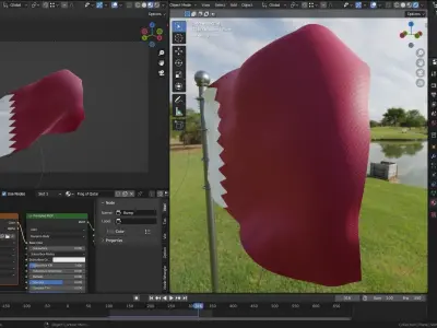Animated Qatar Flags 3D model