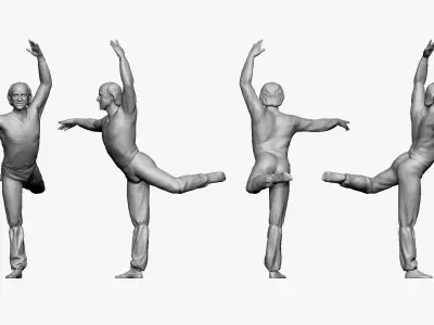 001272 ballet dancer in black top and gray pants 3D model