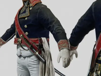 Soldier Napoleon General Rigged Low-poly 3D model