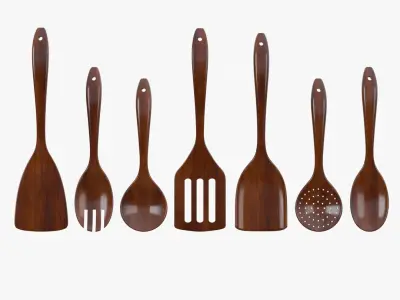 Wooden Kitchen Utensils Set(1) 3D model