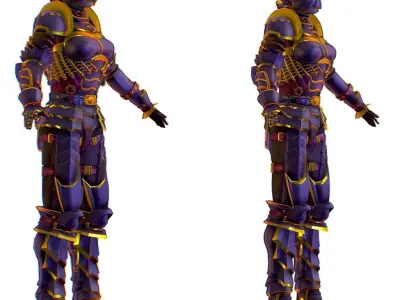 Subdivision 3D Women The Knight Dark Queen Low-poly 3D model