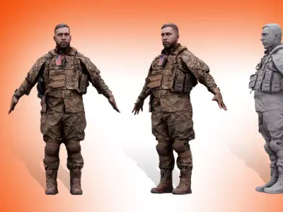 Cleaned A Pose Scan Luis Donovan Army 3D model