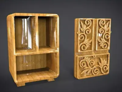 Classic Ornament cupboard Furniture Low-poly 3D model