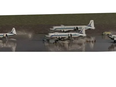 DOUGLAS DC-3 DOUGLAS DC-4 and VICKERS VISCOUNT V-700 3D model