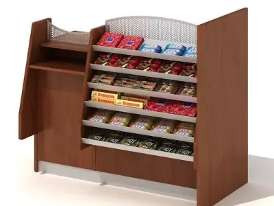 Wooden Grated Sales Stand 3D model