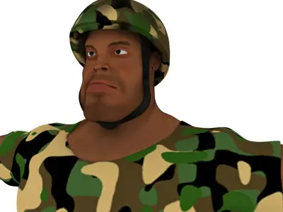 Soldier 3d lowpoly model in camouflage uniform Low-poly 3D model