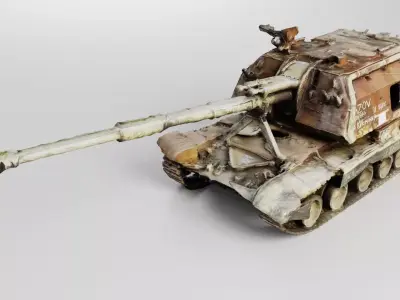 Destroyed 2S19 Msta 152 mm self-propelled howitzer 3D model
