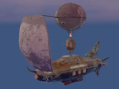 Steam Punk Airship Low-poly 3D model