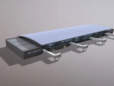Airport Terminal UWKD Terminal-1A Low-poly 3D model
