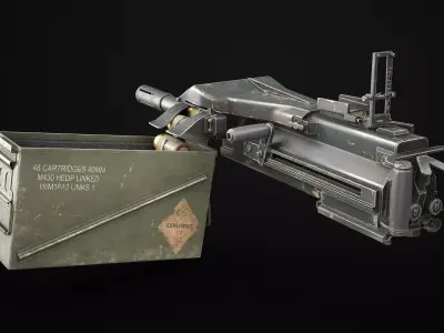 Mk 19 Grenade Launcher Game Ready Low-poly 3D model