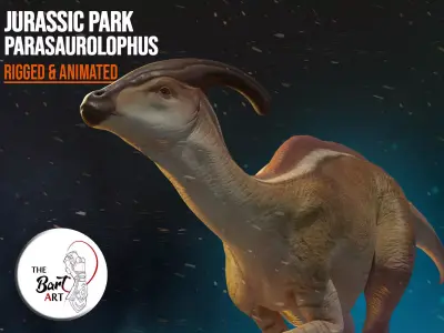 Jurassic Park Parasaurolophus Blender Low-poly 3D model