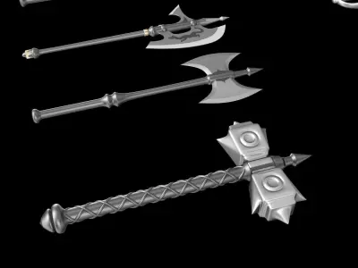 World Weapon Set Collection Swords and axes set of 22 models 3D model