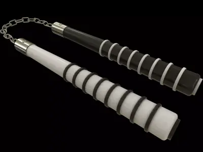 Nunchucks - Yin Yang Nunchaku Low-poly 3D model