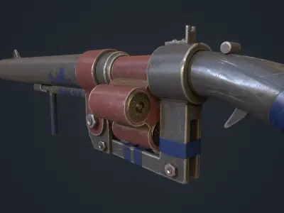 Handmade Shotgun Low-poly 3D model