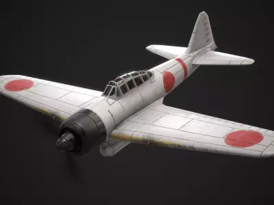 Mitsubishi A6M Zero Low-poly 3D model