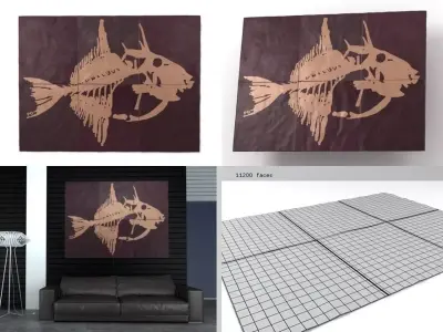 C fish on wall 3D model