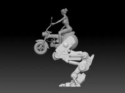 MECHA BIKE ANTIGRAVITY GIRL 2 3D print model