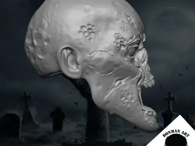 The Zombie V2 Head for 6 inch action figures 3D print model