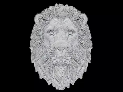 Majestic Lion Head Sculpture Relief 3D print model