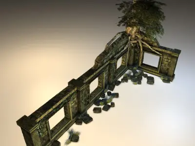 Low poly jungle ruins Low-poly 3D model