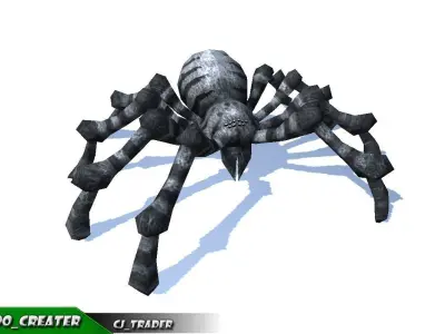 Low-Poly Black Evil Spider Rigged Animated 3d model Low-poly 3D model